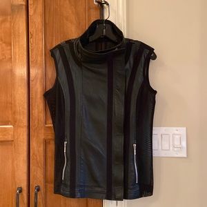 Anatomie leather and nylon zippered travel vest with pockets